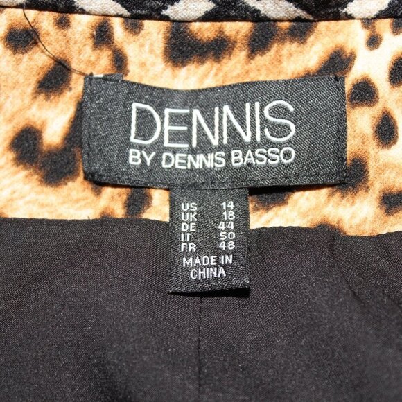 Dennis Basso Womens Animal Print Houndstooth Long Snap Front Jacket Size 14 - Picture 5 of 9
